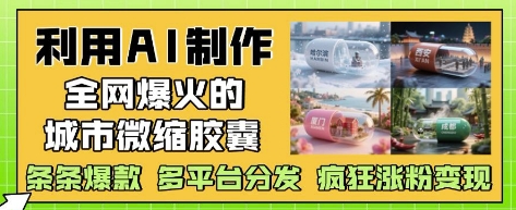 利用AI制作全网爆火的城市微缩胶囊，条条爆款， 多平台分发，疯狂涨粉变现-好运多多