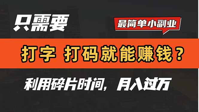只需要打字，打码，就能赚钱？简单的赚钱小副业，利用碎片时间，月入过万-好运多多