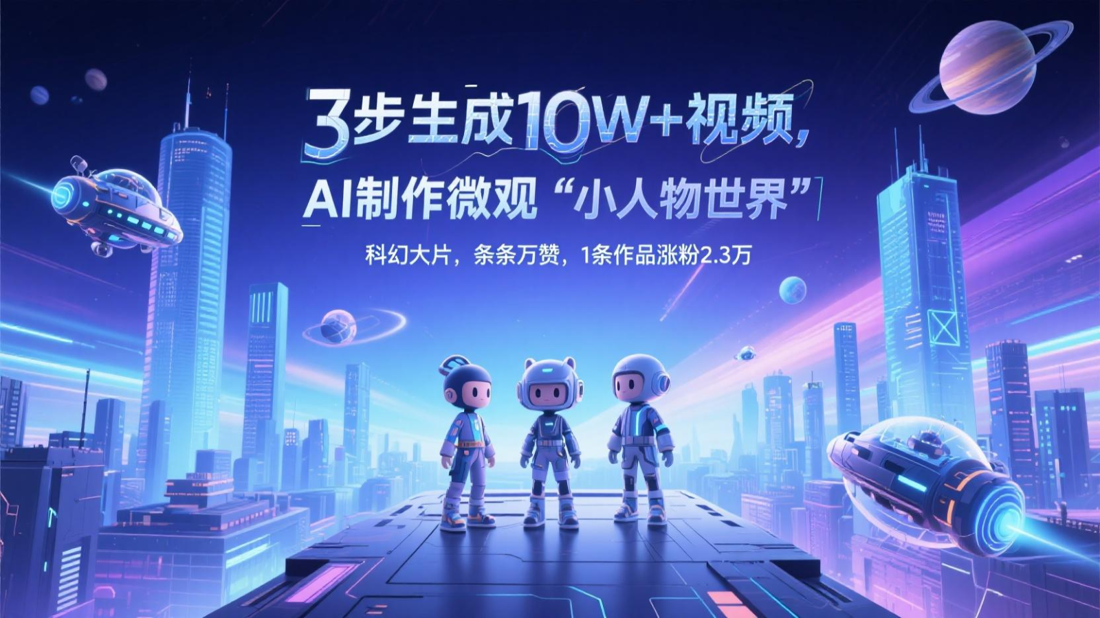 三步生成10W+视频，AI制作微观“小人物世界”科幻大片，条条万赞，1条作品涨粉2.3万-好运多多