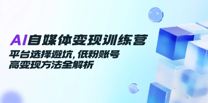 AI自媒体变现训练营，平台选择避坑，低粉账号高变现方法全解析-好运多多