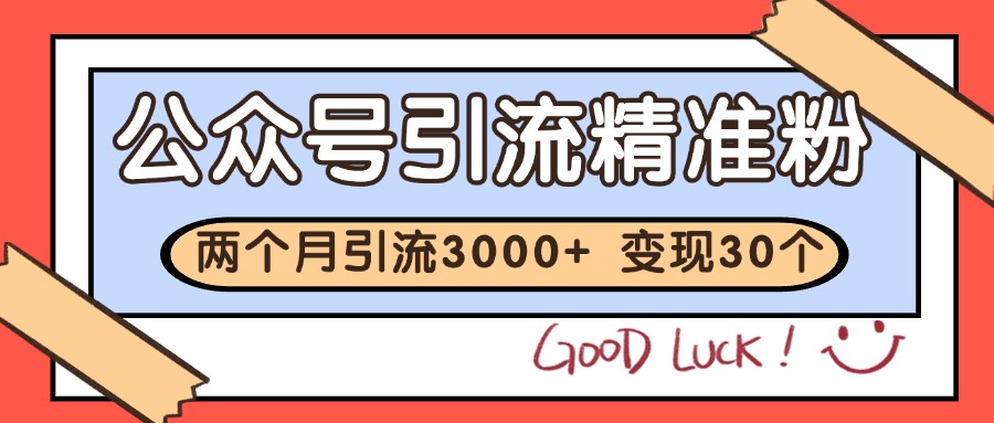 公众号精准粉引流玩法 2个月3000+精准粉 变现30万+-好运多多