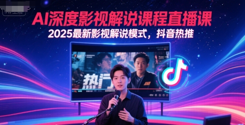 AI深度影视解说课程直播课，2025最新影视解说模式，抖音热推-好运多多