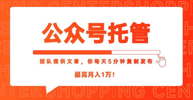 【公众号托管 】我提供文章，你每天５分钟复制发布，最高月入1W-好运多多