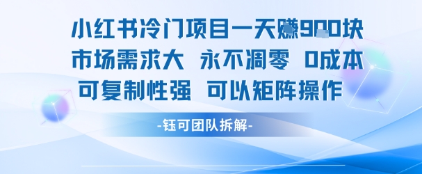 小红书冷门项目一天收益9张，市场需求大，0成本，可复制性强可以矩阵操作-好运多多