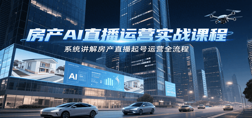 房产AI直播运营实战课程，系统讲解房产直播起号运营全流程-好运多多
