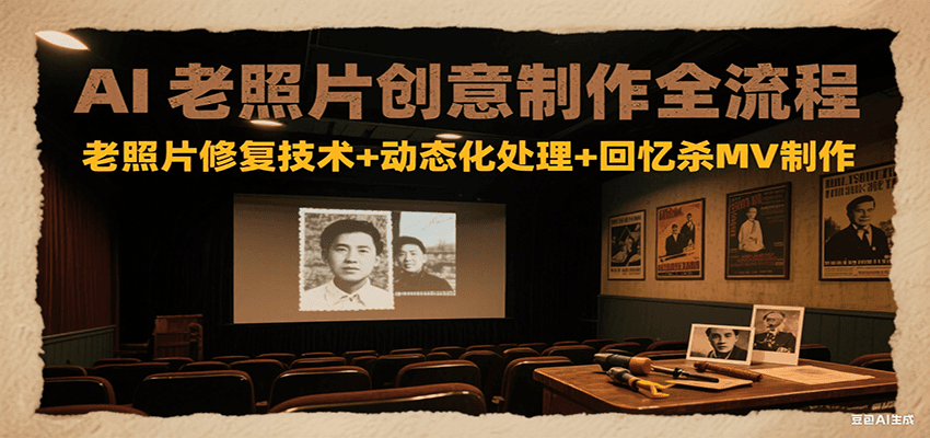 AI老照片创意制作全流程：老照片修复技术+动态化处理+回忆杀MV制作-好运多多