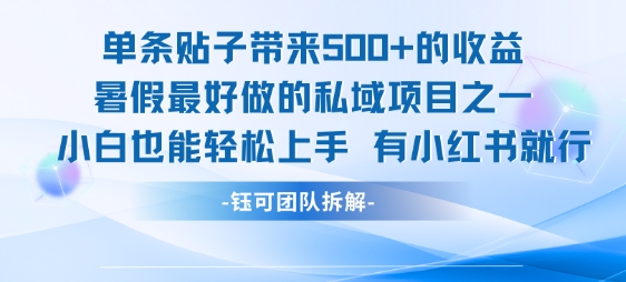 单条贴子带来5张的收益，暑假最好做的私域项目之一，小白也能轻松上手，有小红书就行-好运多多