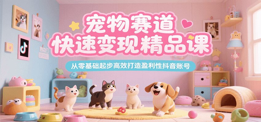 宠物赛道快速变现精品课，从零基础起步高效打造盈利性抖音账号-好运多多