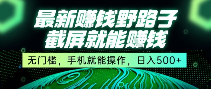 最新野路子截屏就能挣钱，无门槛，手机就能操作，日入5张【揭秘】-好运多多