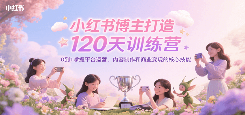小红书博主打造120天训练营，0到1掌握平台运营、内容制作和商业变现-好运多多