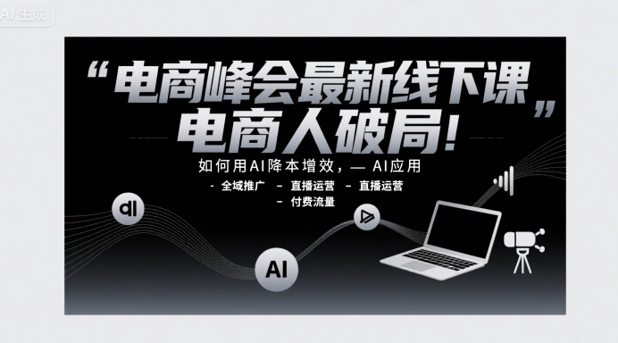 电商峰会最新线下课，电商人破局，如何用AI降本增效，AI应用-全域推广-直播运营-付费流量-好运多多