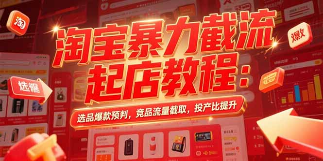 淘宝暴力截流起店教程：选品爆款预判，竞品流量截取，投产比提升-好运多多