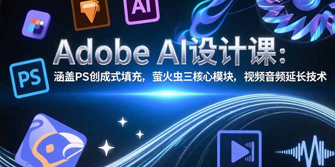 Adobe AI设计课：涵盖PS创成式填充，萤火虫三核心模块，视频音频延长技术-好运多多