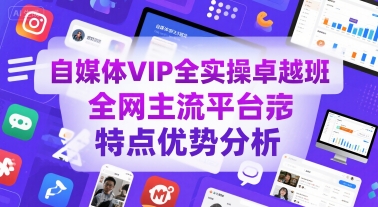 自媒体VIP全实操卓越班，全网主流平台特点优势分析-好运多多