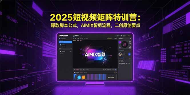 2025短视频矩阵特训营：爆款脚本公式，AIMIX智剪流程，二创原创要点-好运多多