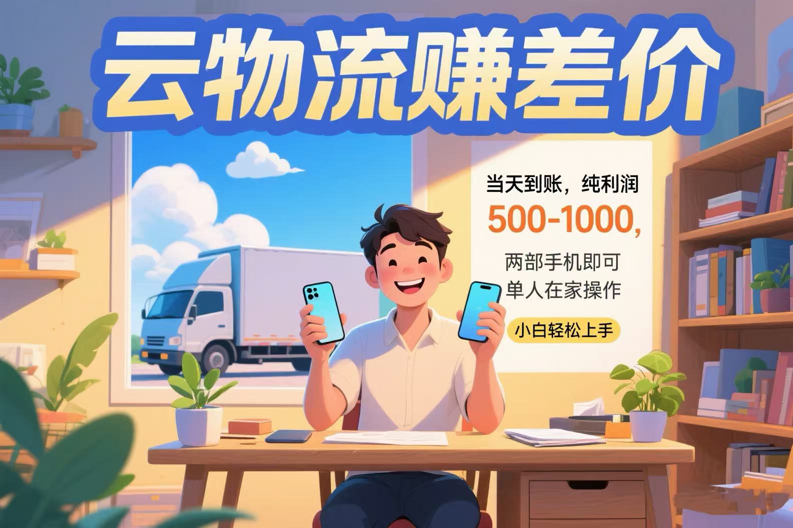云物流赚差价 当天到账纯利润500-1000 两部手机即可 可单人在家操作 小…-好运多多