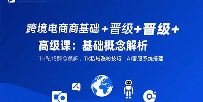 跨境电商基础+晋级+高级课：基础概念解析,Tk私域涨粉技巧,AI客服系统搭建-好运多多
