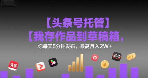 【头条号托管 】我存作品到草稿箱,你每天5分钟发布,最高月入2W+【揭秘】-好运多多