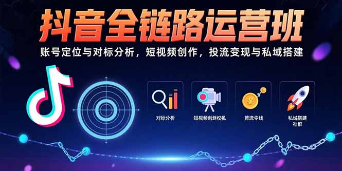 抖音全链路运营班：账号定位与对标分析，短视频创作，投流变现与私域搭建-好运多多
