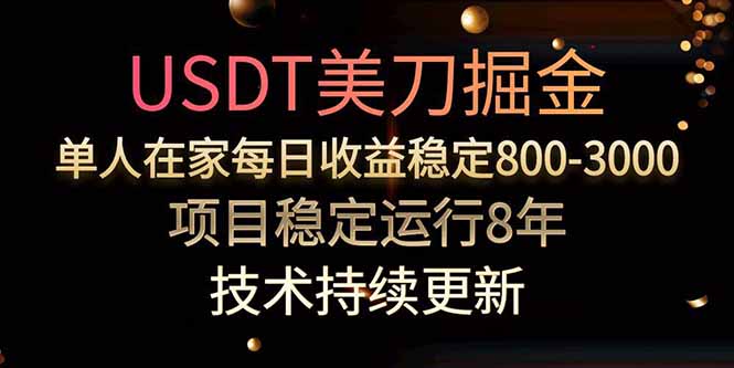USDT美刀掘金，单人每日收益800-3000，稳定运行8年-好运多多