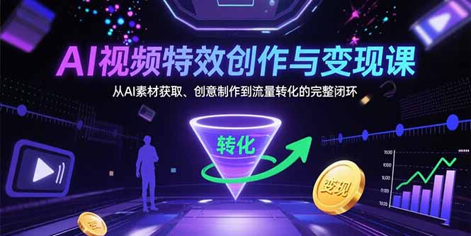 AI视频特效创作与变现课：从AI素材获取、创意制作到流量转化的完整闭环-好运多多