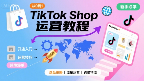 TikTok Shop从0到1运营教程，TikTok跨境电商新手必学课程-好运多多