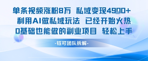 单条视频私域变现4.9k+利用AI做私域玩法 已经开始火热0基础也能做的副业项目轻松上手-好运多多