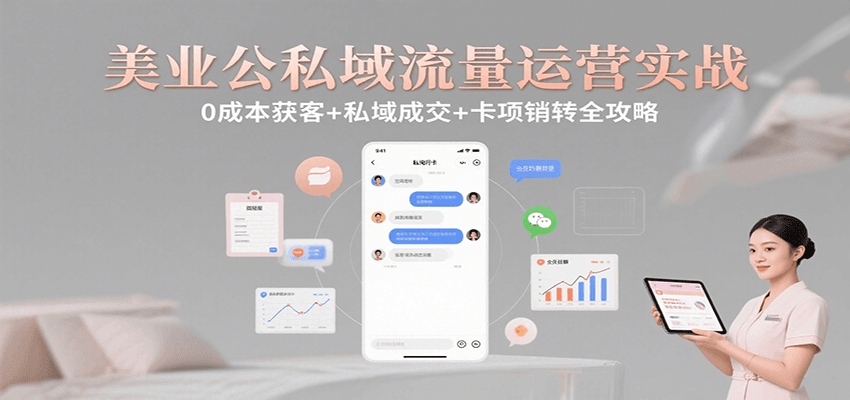 美业公私域流量运营实战：0成本获客+私域成交+卡项销转全攻略-好运多多