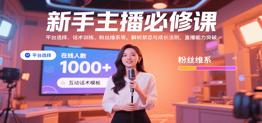 新手主播必修课：平台选择、话术训练、粉丝维系等，解析禁忌与成长法则，突破直播能力-好运多多
