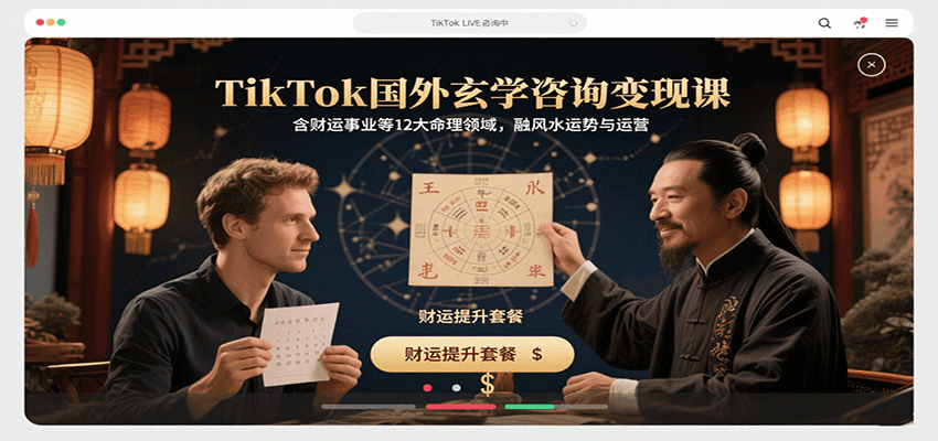 TikTok国外玄学咨询变现课，含财运事业等12大命理领域，融风水运势与运营-好运多多