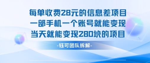 每单收费28米的项目单日能变现280左右 一部手机一个账号就能变现-好运多多