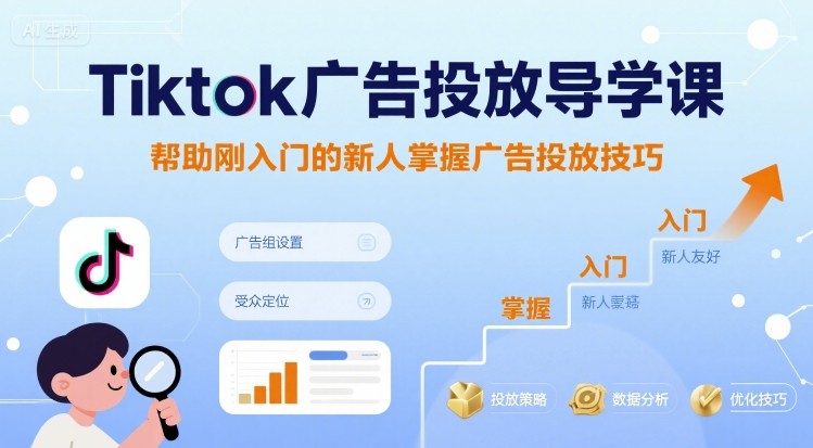 Tiktok广告投放导学课，帮助刚入门的新人掌握广告投放技巧-好运多多