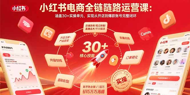 小红书电商全链路运营课：涵盖30+实操单元，实现从开店到爆款账号完整闭环-好运多多