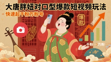 大唐胖妞对口型爆款短视频玩法，快速起千粉万粉号-好运多多