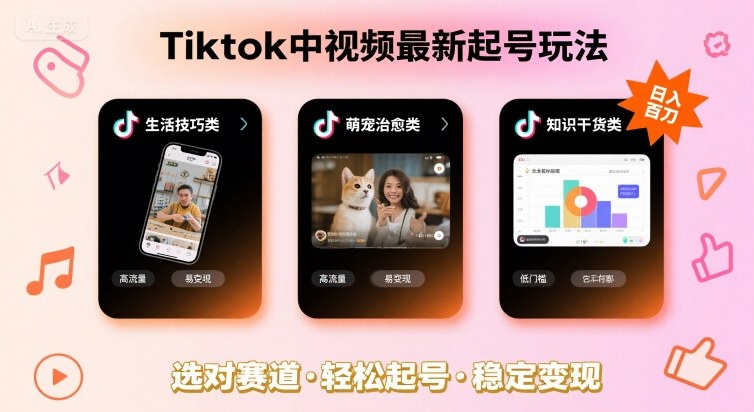 Tiktok中视频最新起号玩法，想要日入百刀，做好这几个赛道就可以了-好运多多