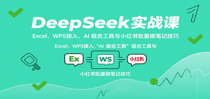 DeepSeek实战课：Excel、WPS接入、AI 组合工具与小红书批量做笔记技巧-好运多多