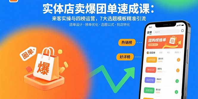 实体店卖爆团单速成课：来客实操与四榜运营，7大选题模板精准引流-好运多多