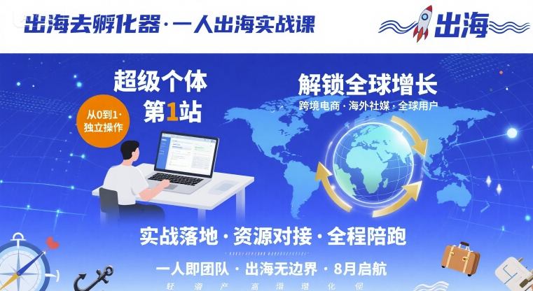 出海去孵化器，一人出海实战课，​超级个体第1站，解锁全球增长-好运多多