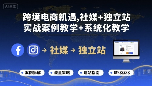 跨境电商新机遇，社媒+独立站，实战案例教学+系统化教学-好运多多