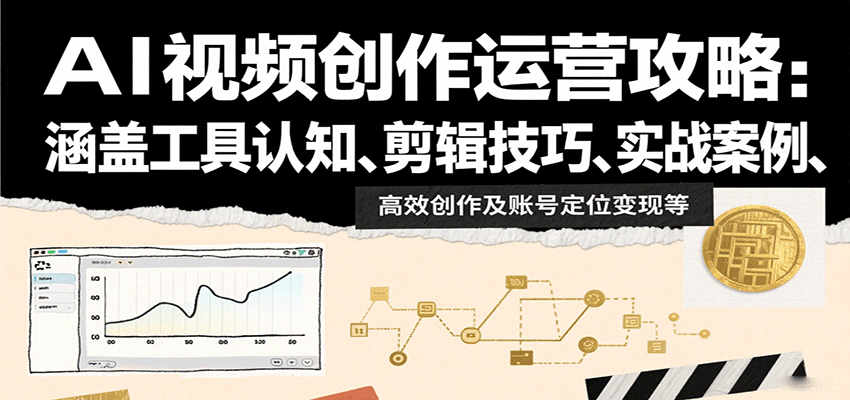 AI视频创作运营攻略：涵盖工具认知、剪辑技巧、实战案例、高效创作及账号定位变现等-好运多多