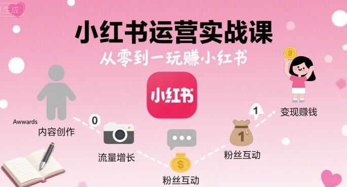 小红书运营实战课，从零到一玩賺小红书-好运多多