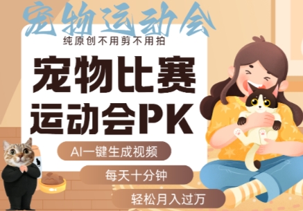 AI一键生成宠物比赛运动会PK视频，纯原创不用剪不用拍，每天十分钟，轻松月入过1W+-好运多多