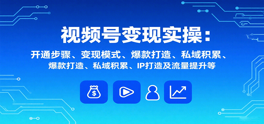 视频号变现实操，含开通步骤、变现模式、爆款打造、私域积累、IP打造及流量提升等-好运多多