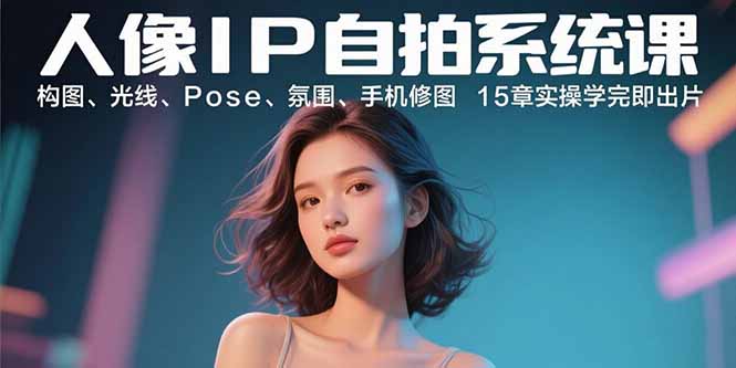 人像IP自拍系统课：构图、光线、Pose、氛围、手机修图 15章实操学完即出片-好运多多