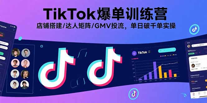TikTok爆单训练营，店铺搭建/达人矩阵/GMV投流，单日破千单实操-好运多多