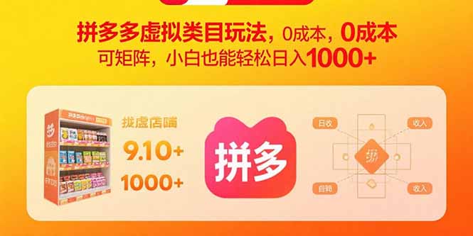 拼多多虚拟类目玩法，0成本，可矩阵，小白也能轻松日入1000+-好运多多