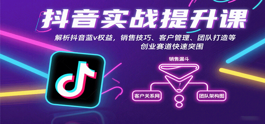 抖音实战提升课:解析抖音蓝v权益,销售技巧、客户管理、团队打造等创业赛道快速突围-好运多多