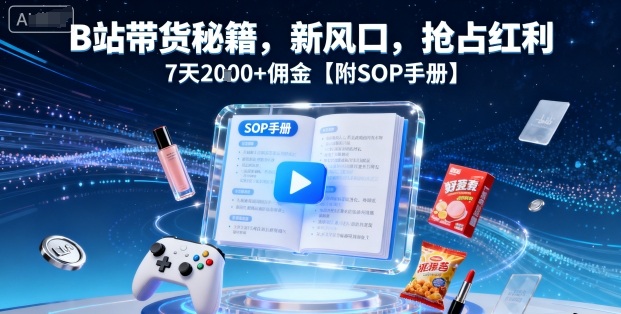 B站带货秘籍，新风口，抢占红利，7天2k+佣金【附SOP手册】-好运多多