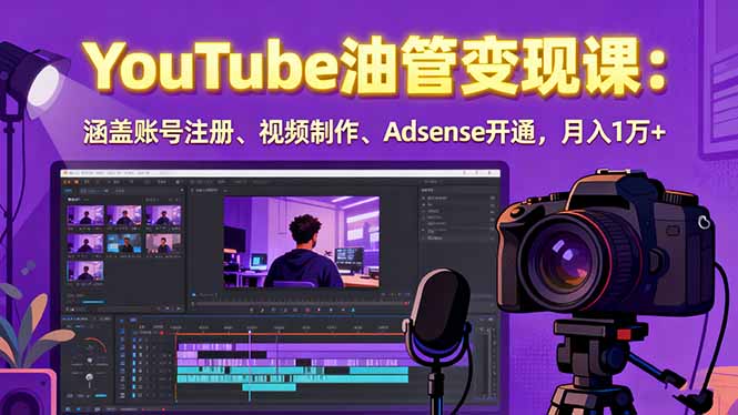 2025YouTube油管变现课：涵盖账号注册、视频制作、Adsense开通，月入1万+-好运多多