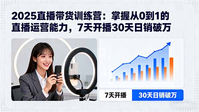 2025直播带货训练营：掌握从0到1的直播运营能力，7天开播30天日销破万-好运多多